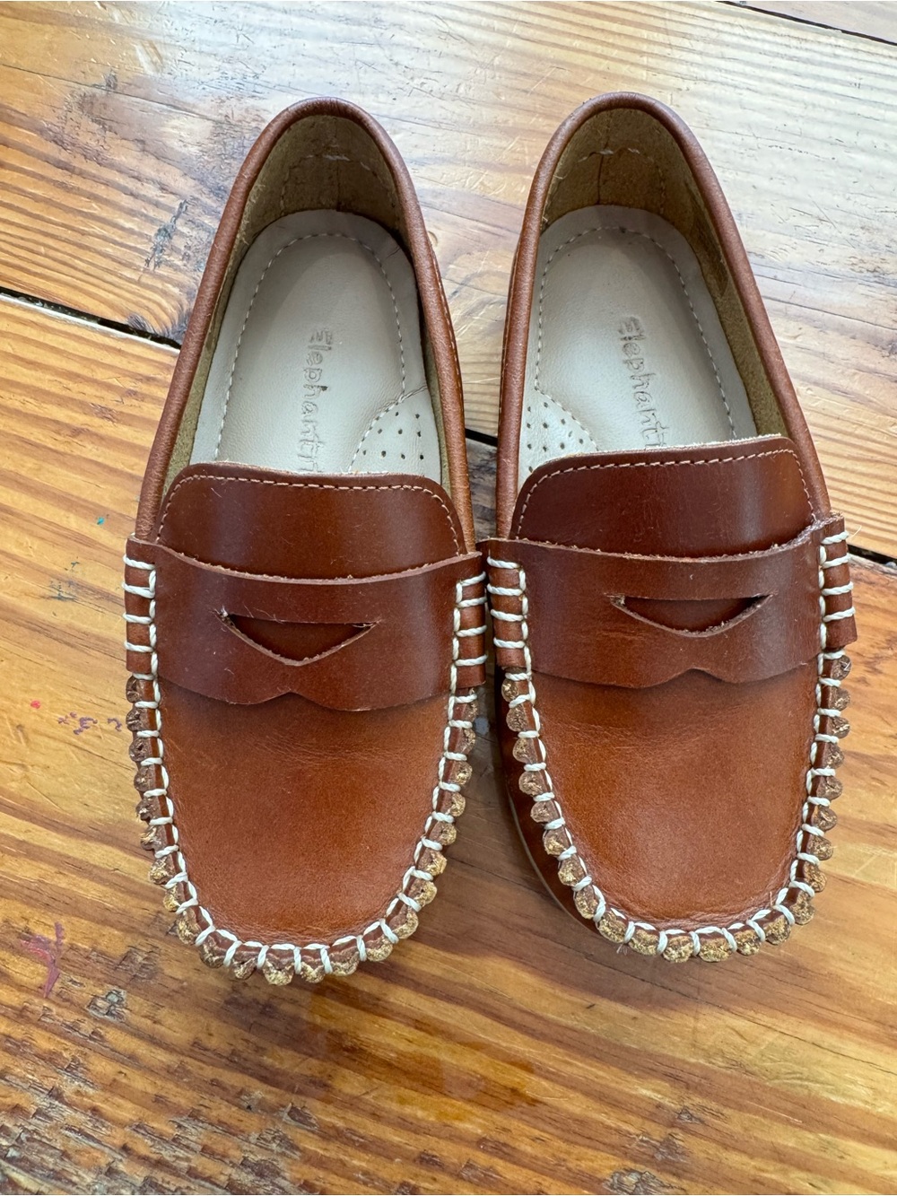 Elephantito Chestnut Brown Leather Slip-On Loafers